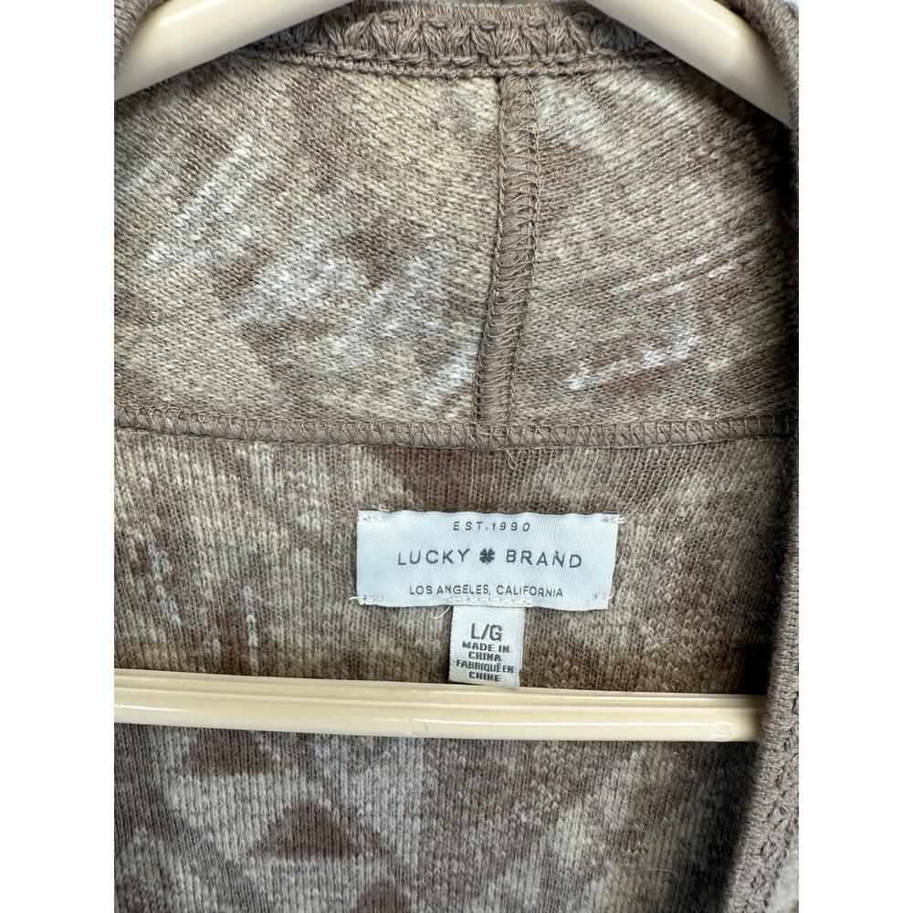 Lucky Brand Women's Brown Fringe Bottom Long Sleeve Cardigan Sweater L SOFT! - Picture 8 of 9